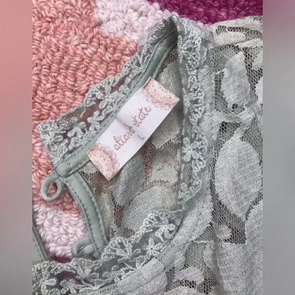Sage green Mini Altar’d State Lace Dress Size Large - Picture 10 of 12